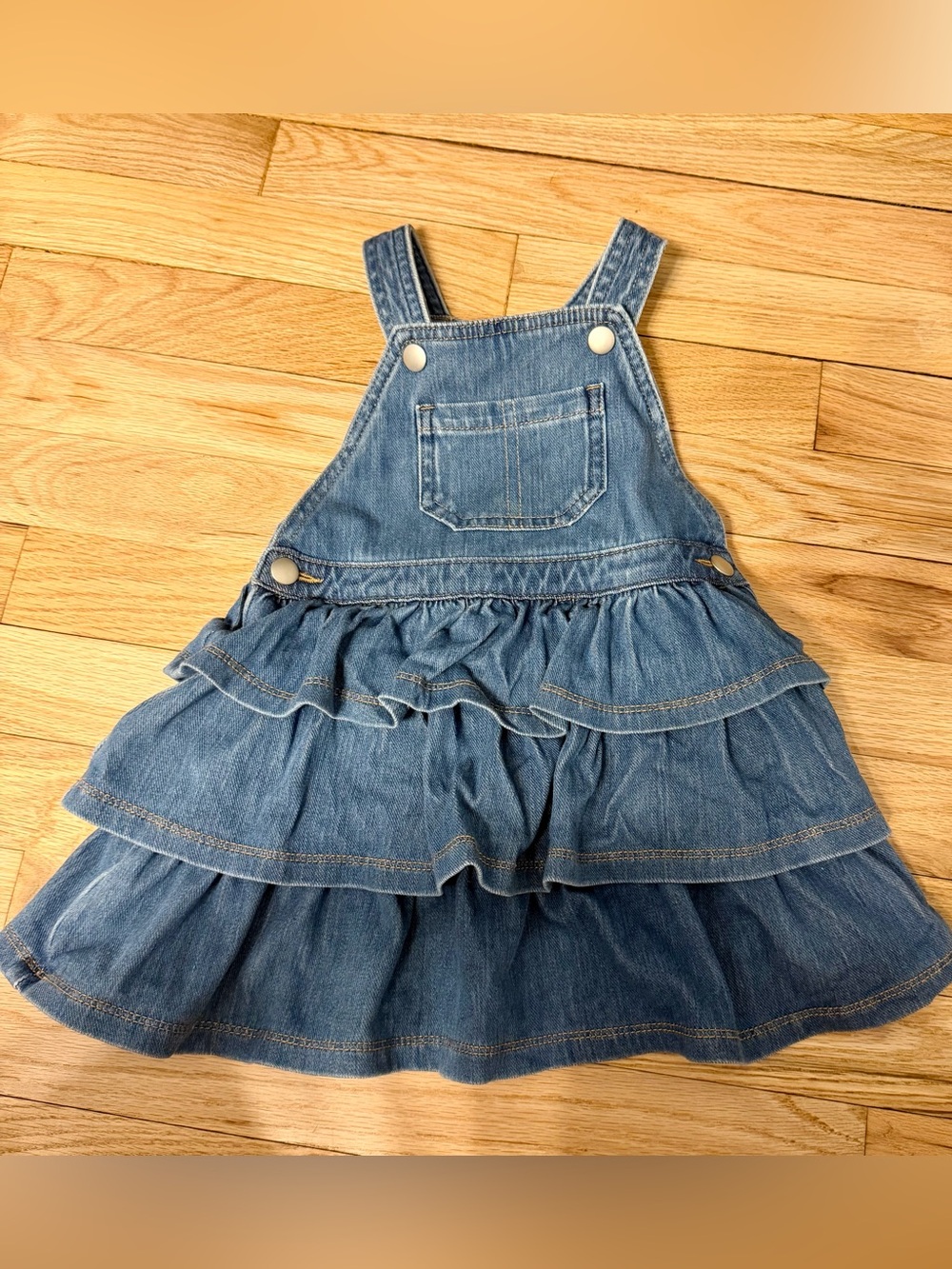 Little Sleepies - Midwash Blue Denim Tiered Skirt Overall 2T